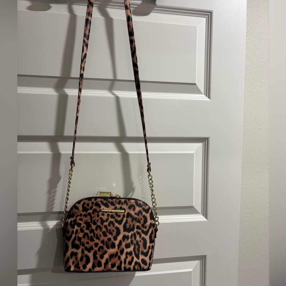 Steve Madden Leopard Print Crossbody Bag with Gold Accents